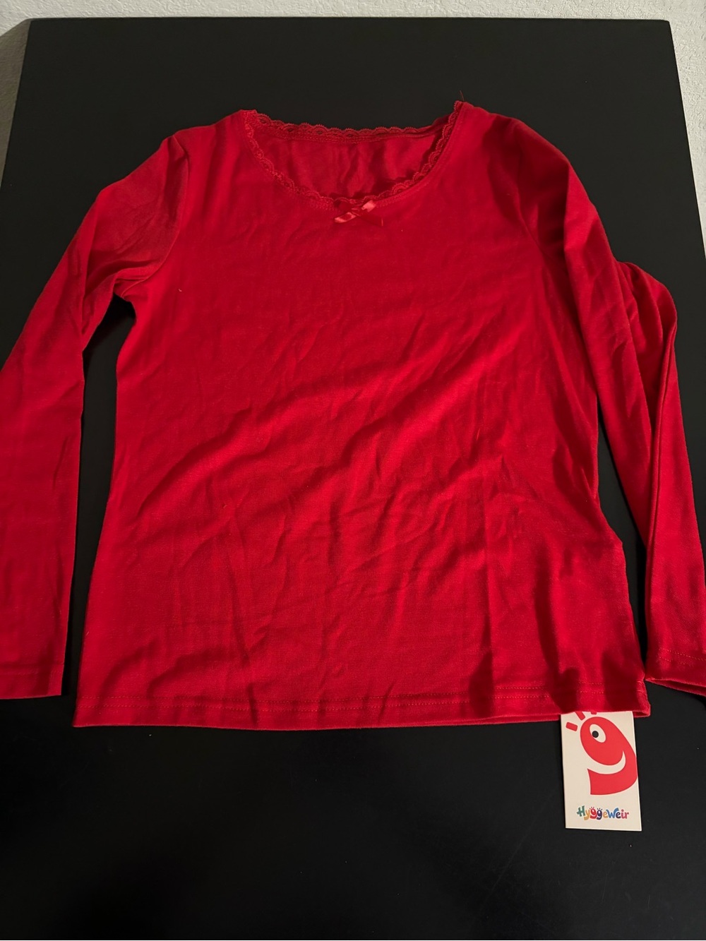 Red Long-Sleeve Scoop Neck Top